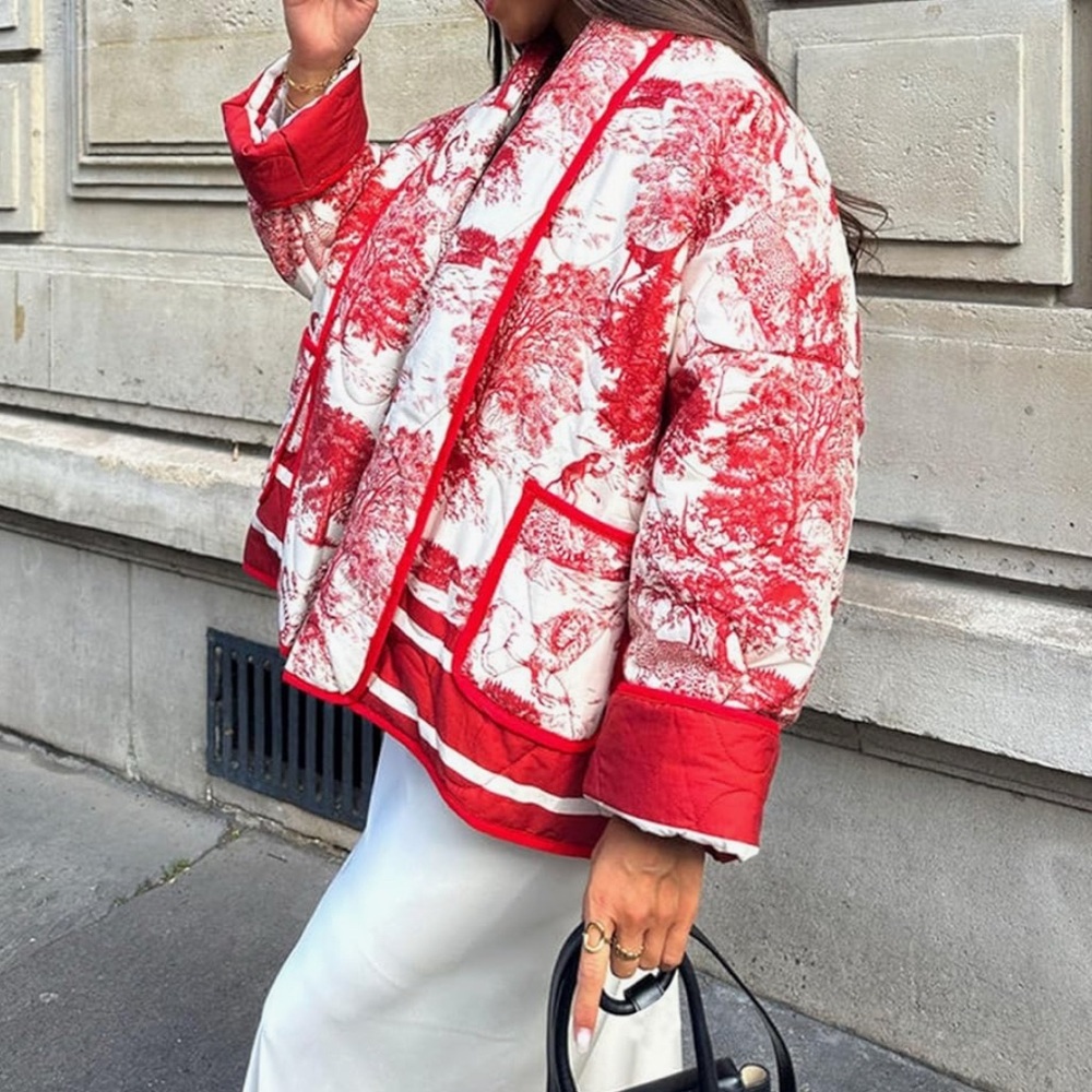 Red and White Women's Jacket